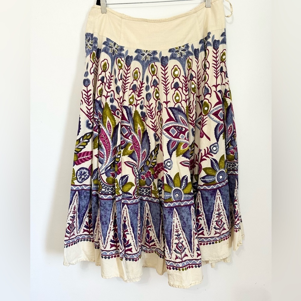 Soft Surroundings XL indie full mid skirt cotton boho modest office